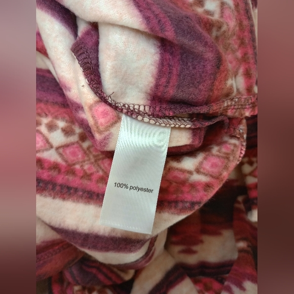 Maurices Pullover Fleece Jacket Burgundy Aztec Geometric Sweatshirt 1/4 Zip - Picture 6 of 8